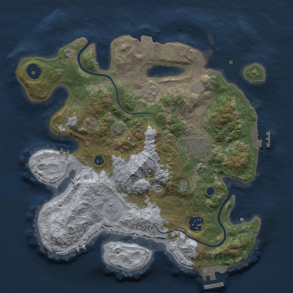 Rust Map: Procedural Map, Size: 3000, Seed: 17080, 9 Monuments