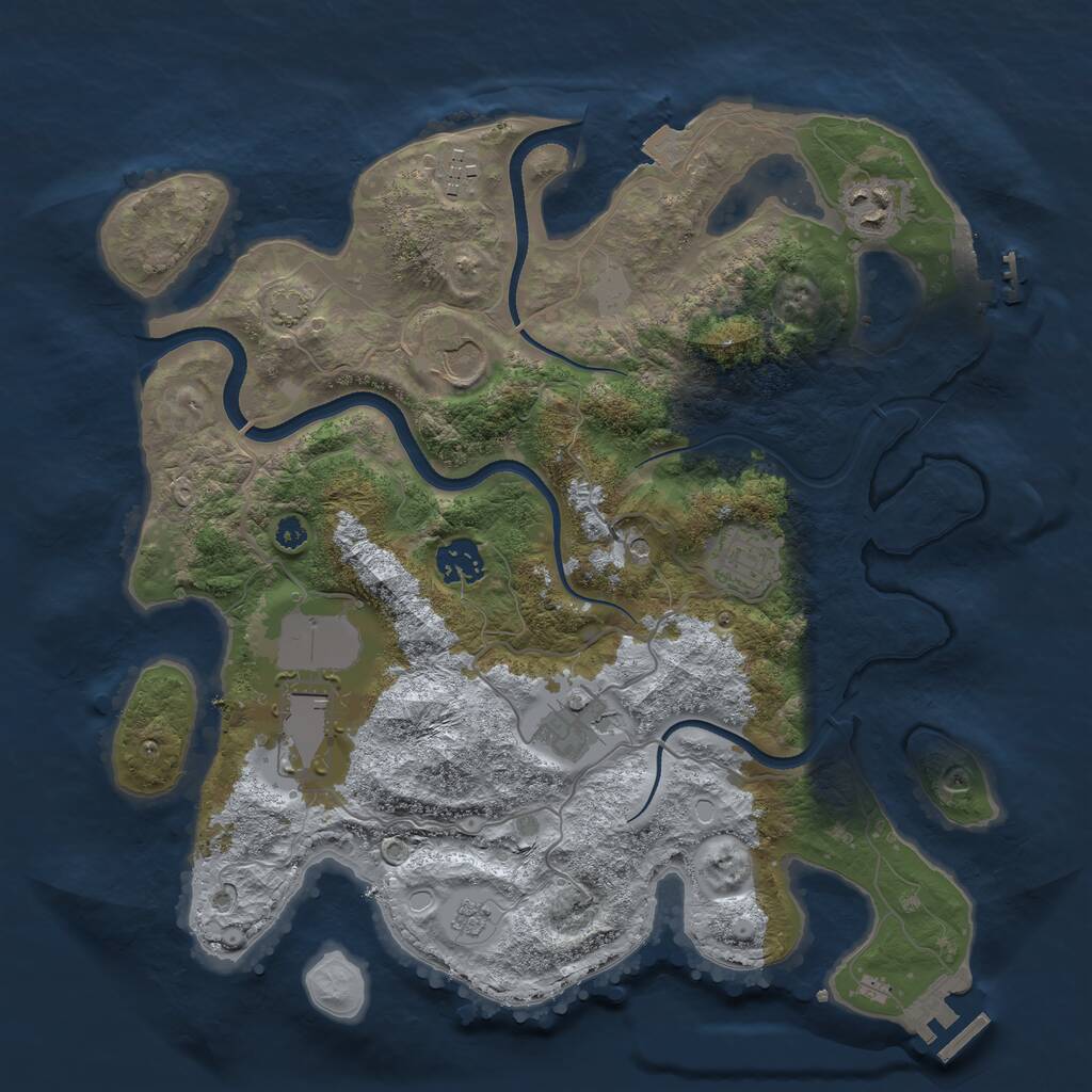 Rust Map: Procedural Map, Size: 3500, Seed: 794930458, 13 Monuments