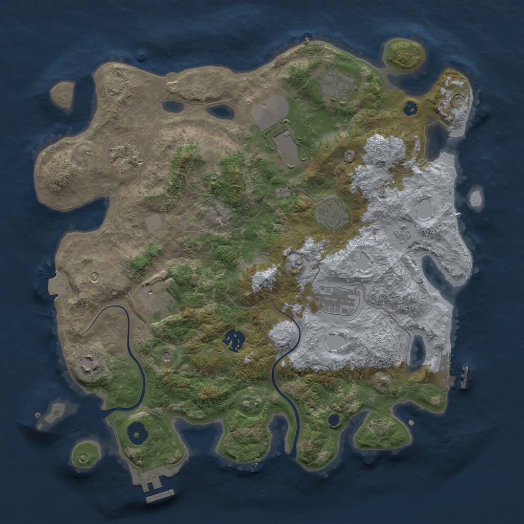 Rust Map: Procedural Map, Size: 3700, Seed: 1877572974, 14 Monuments