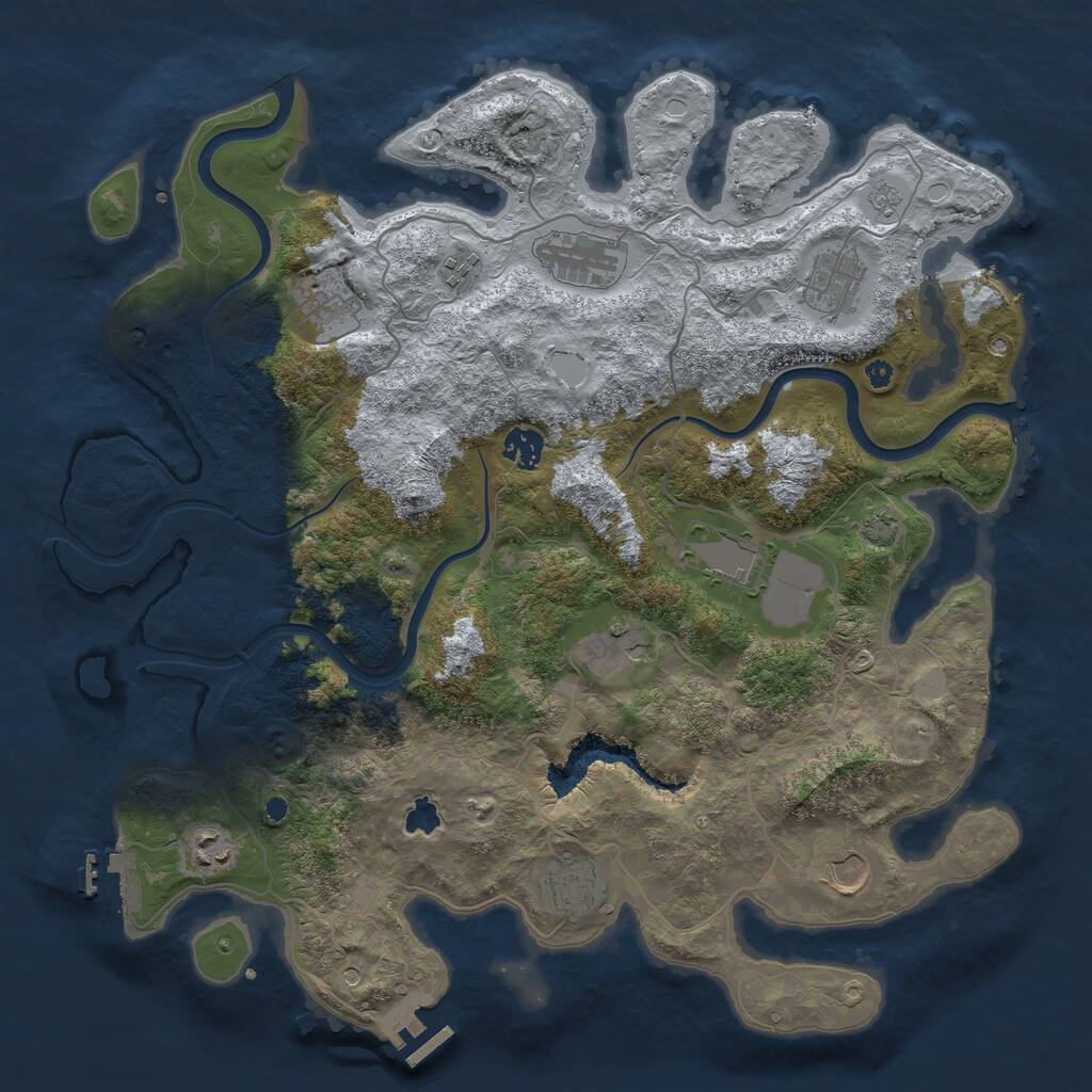 Rust Map: Procedural Map, Size: 4000, Seed: 1350642855, 16 Monuments