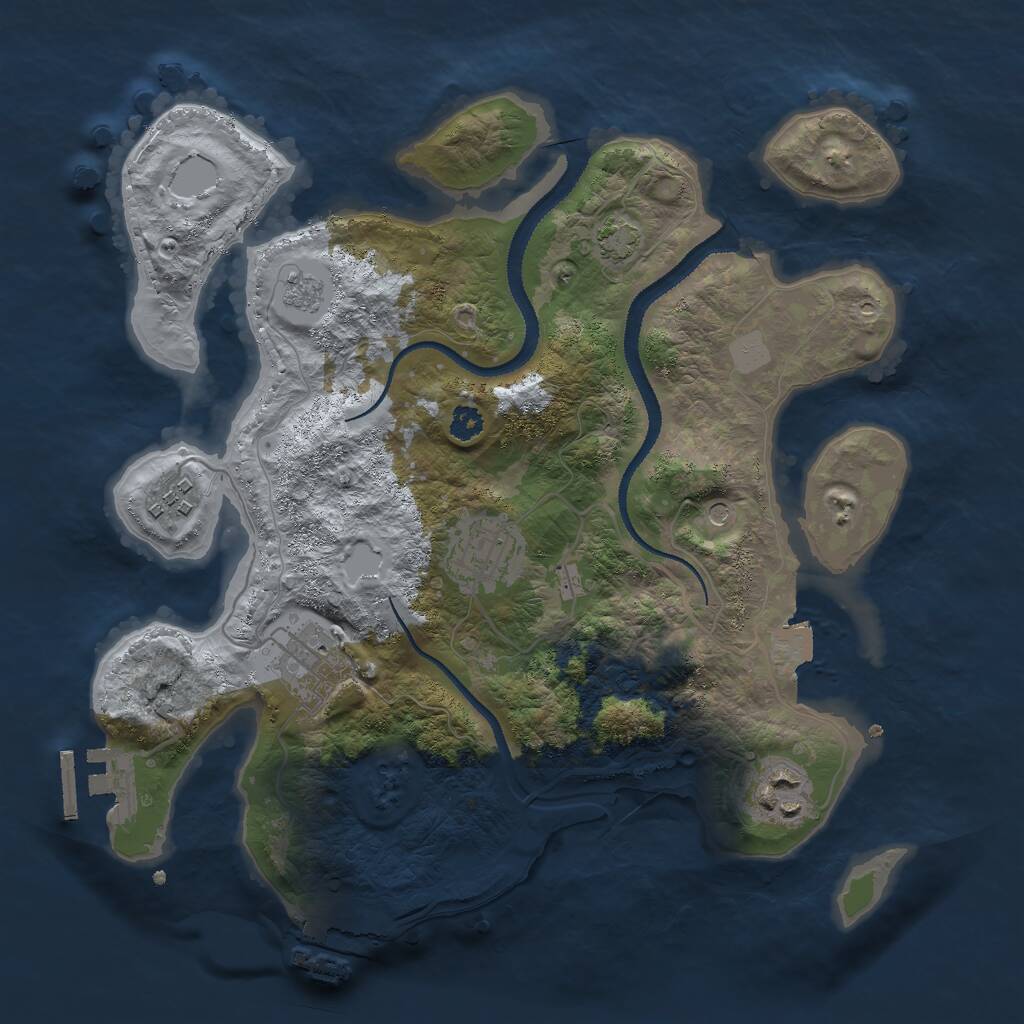 Rust Map: Procedural Map, Size: 3000, Seed: 53222, 10 Monuments