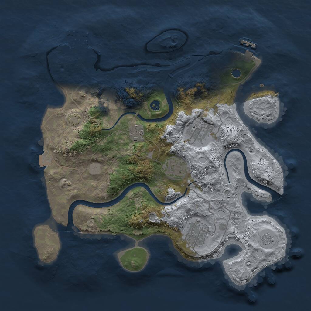 Rust Map: Procedural Map, Size: 3000, Seed: 1610232150, 9 Monuments
