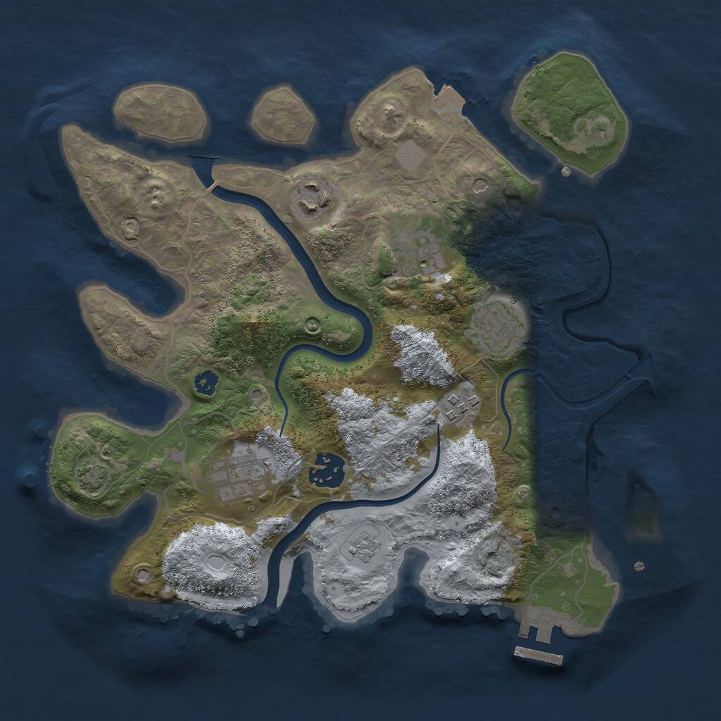 Rust Map: Procedural Map, Size: 3000, Seed: 747842865, 11 Monuments