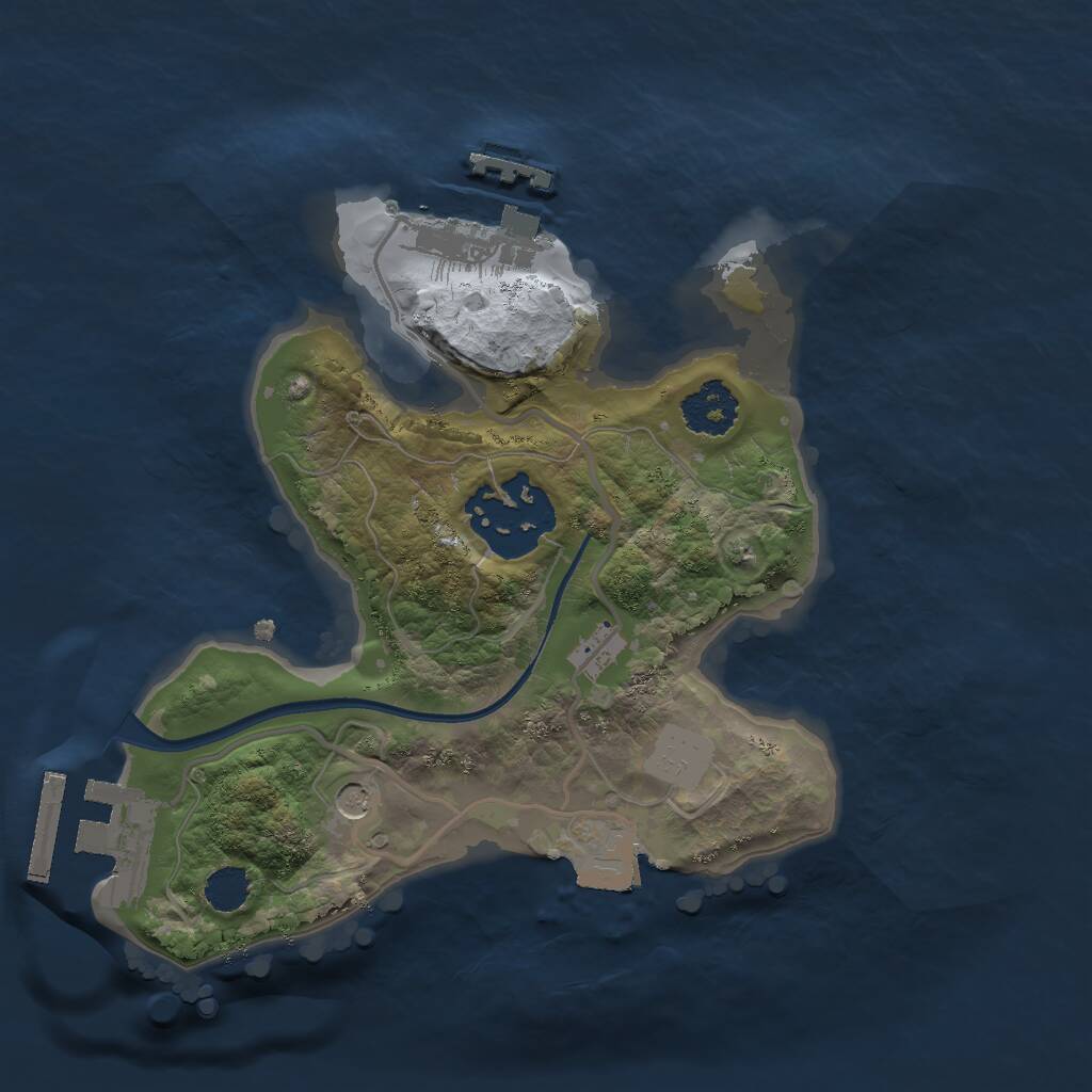 Rust Map: Procedural Map, Size: 2000, Seed: 347824, 5 Monuments