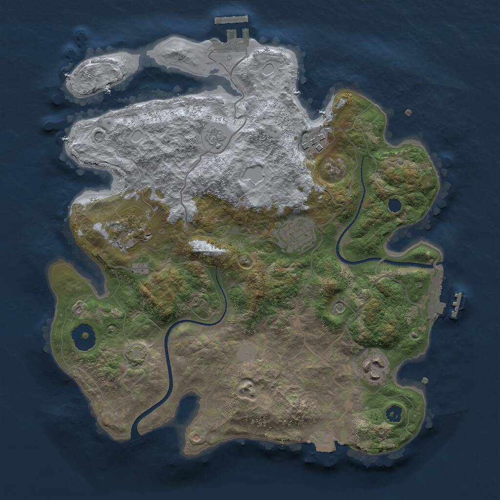 Rust Map: Procedural Map, Size: 3000, Seed: 652896573, 10 Monuments