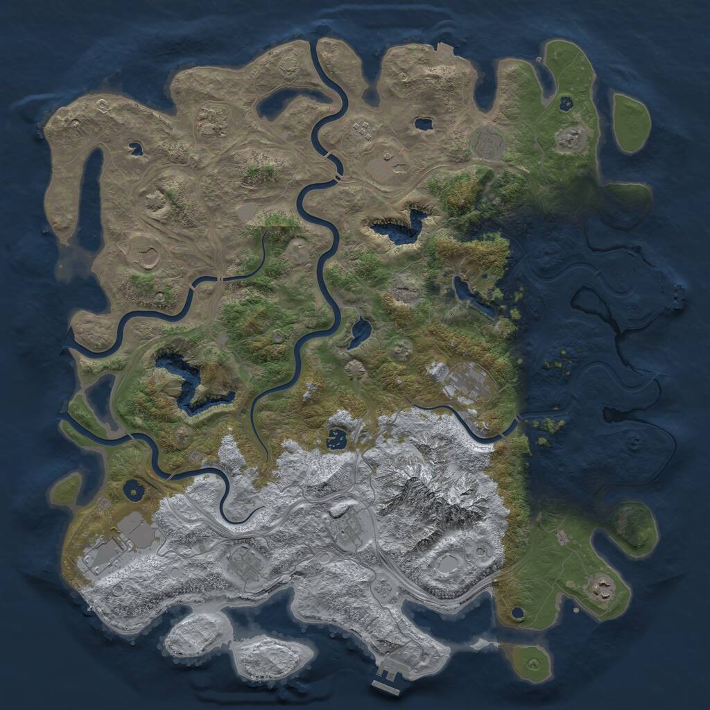 Rust Map: Procedural Map, Size: 5000, Seed: 60001, 17 Monuments