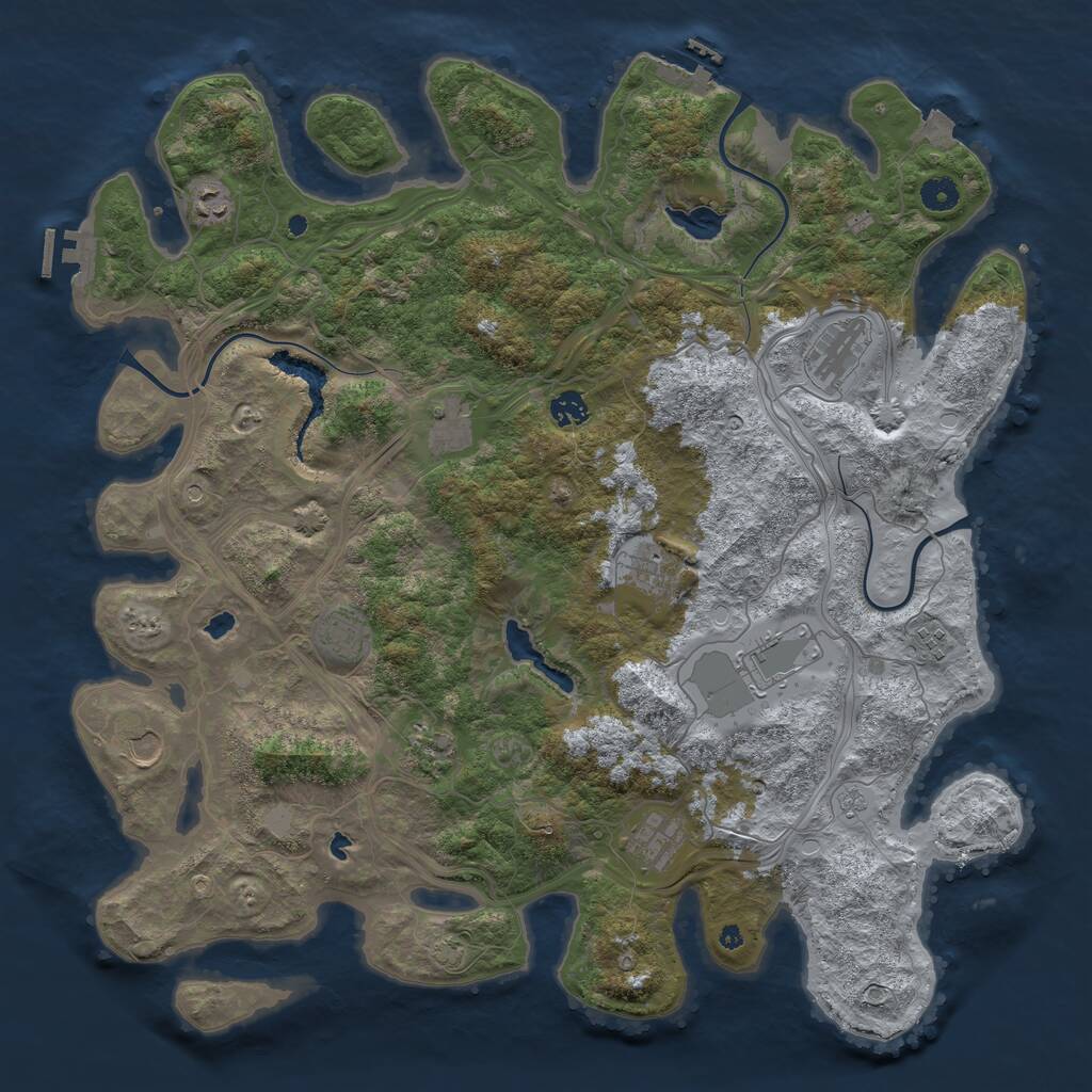 Rust Map: Procedural Map, Size: 4500, Seed: 1331435490, 17 Monuments