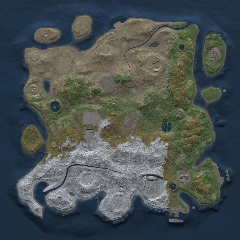Rust Map: Procedural Map, Size: 3500, Seed: 1732932068, 14 Monuments