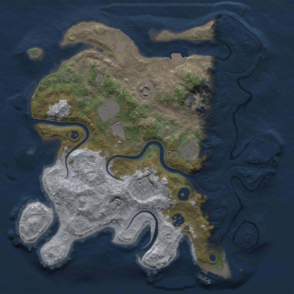 Rust Map: Procedural Map, Size: 3500, Seed: 1143986688, 11 Monuments