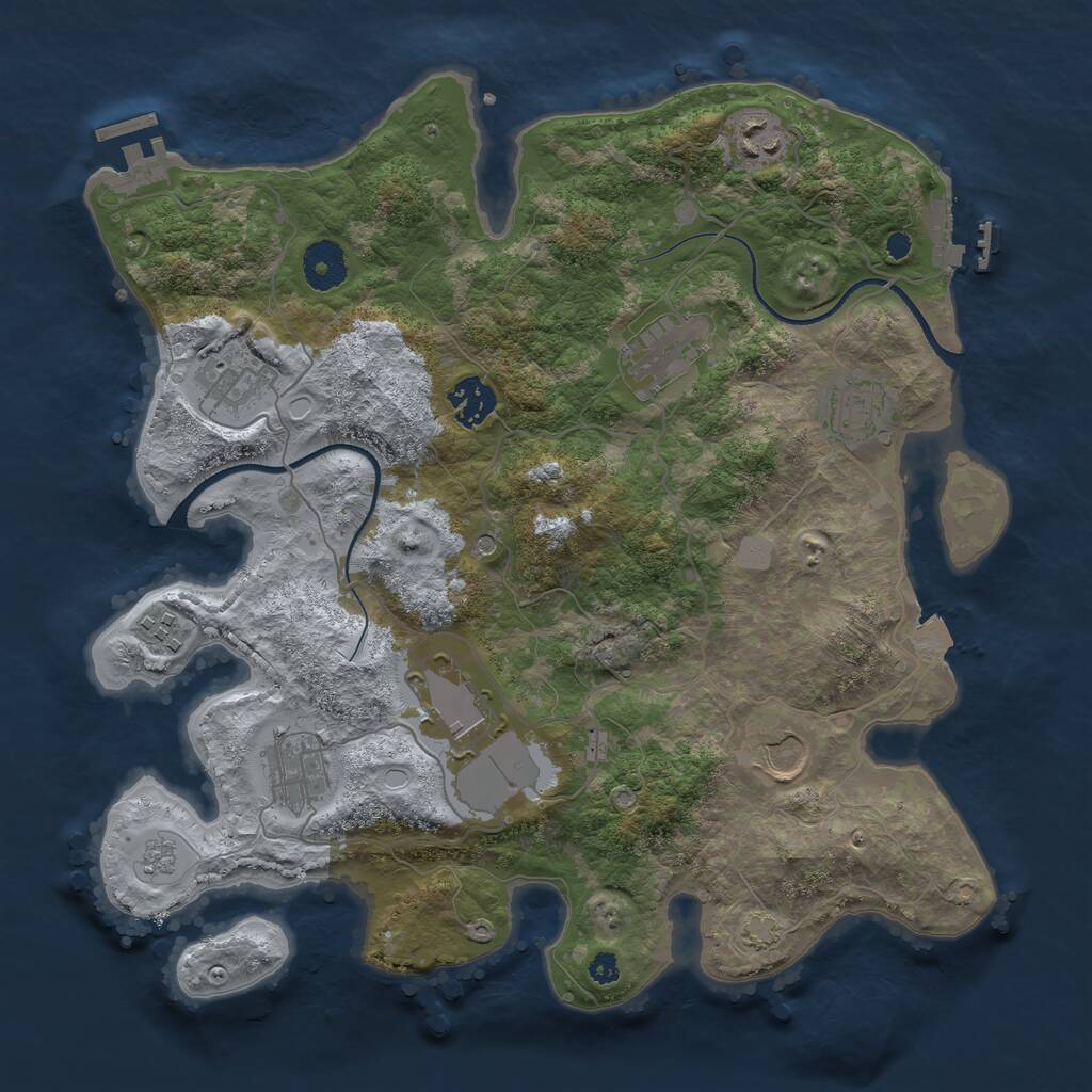 Rust Map: Procedural Map, Size: 3500, Seed: 1148688743, 15 Monuments