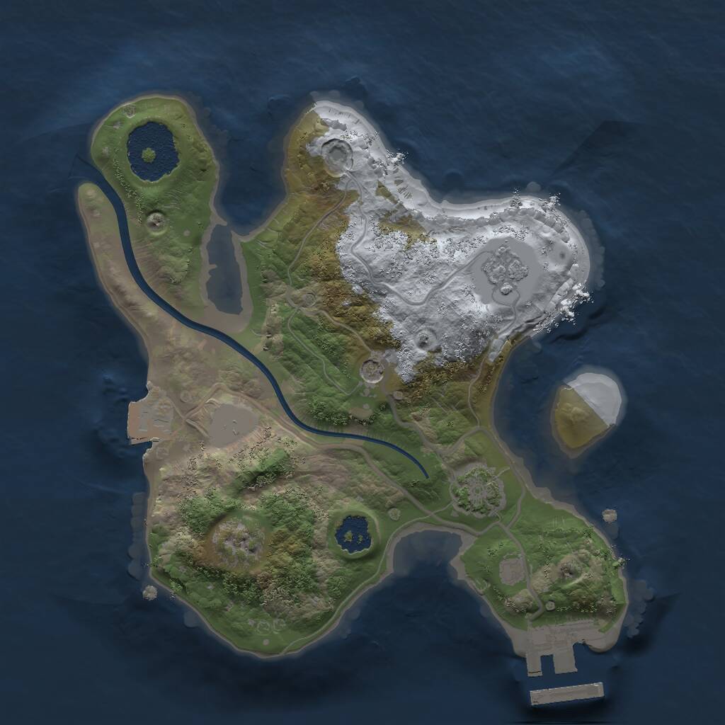 Rust Map: Procedural Map, Size: 2000, Seed: 1353528607, 5 Monuments