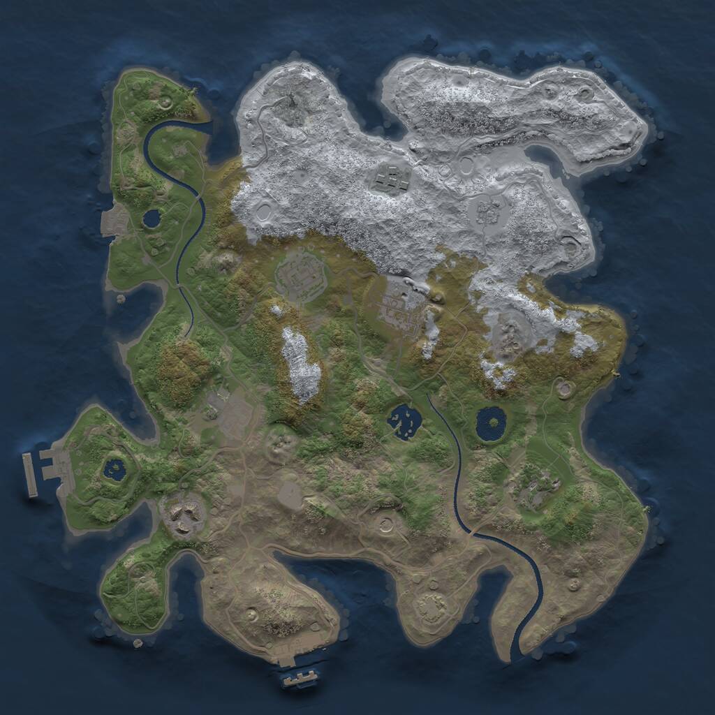 Rust Map: Procedural Map, Size: 3250, Seed: 1920652279, 13 Monuments