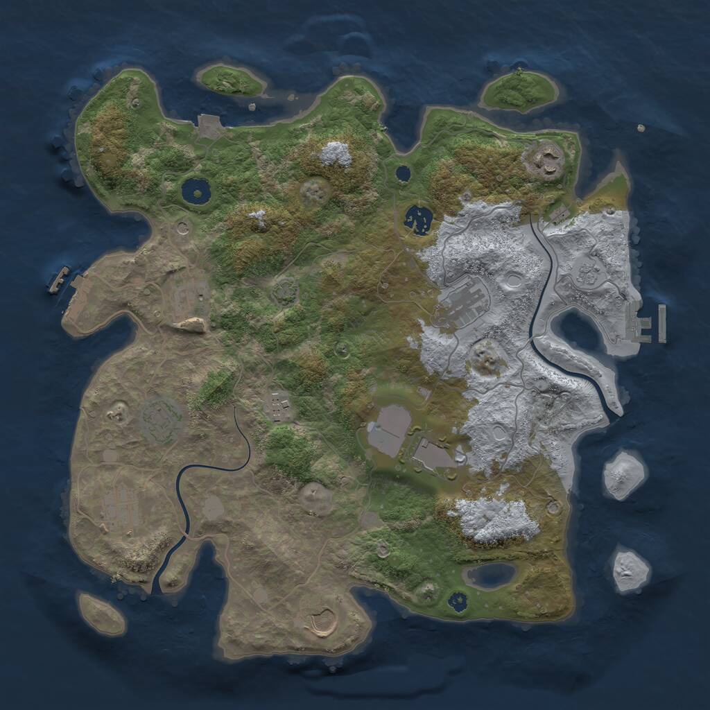 Rust Map: Procedural Map, Size: 3750, Seed: 1243742543, 15 Monuments