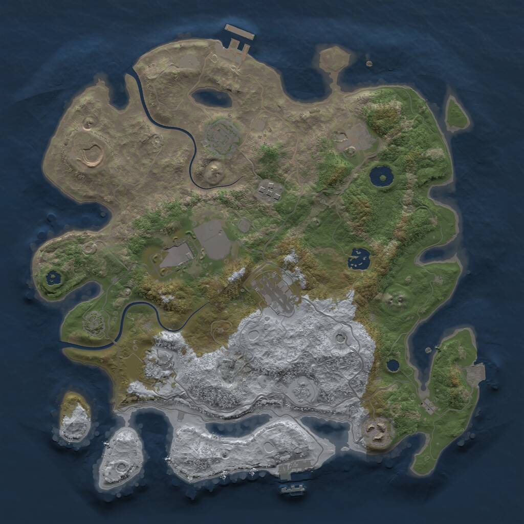 Rust Map: Procedural Map, Size: 3500, Seed: 1364219888, 15 Monuments