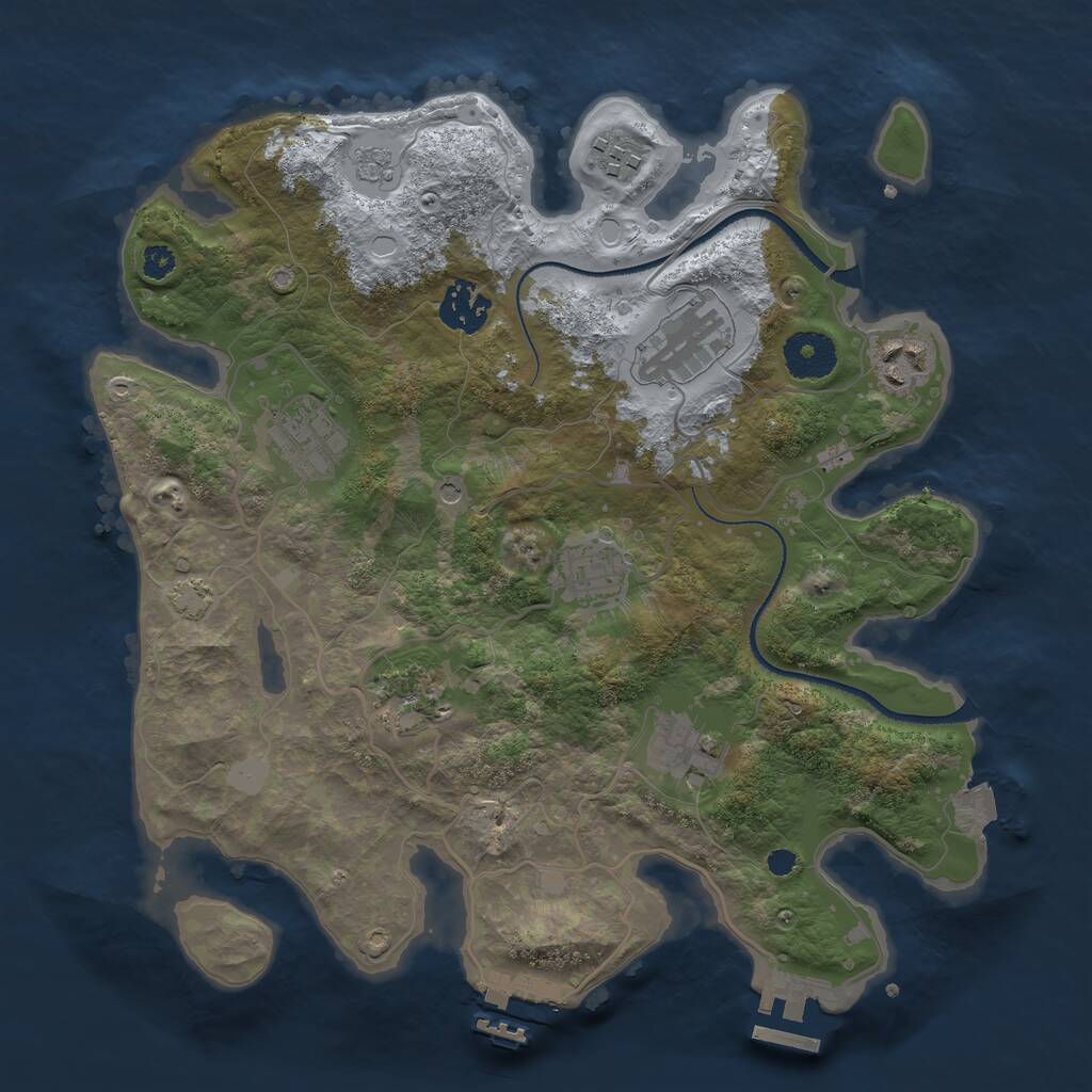 Rust Map: Procedural Map, Size: 3250, Seed: 322152851, 14 Monuments