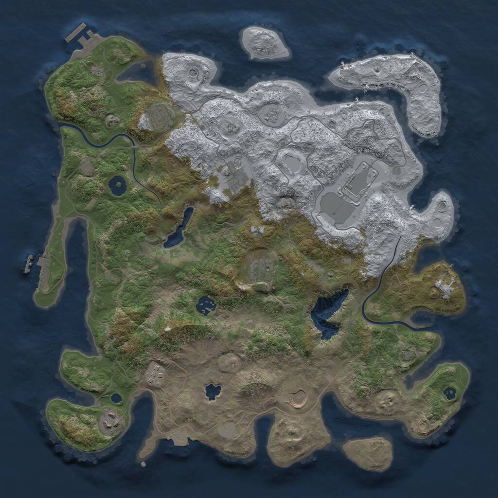 Rust Map: Procedural Map, Size: 4000, Seed: 385503944, 14 Monuments