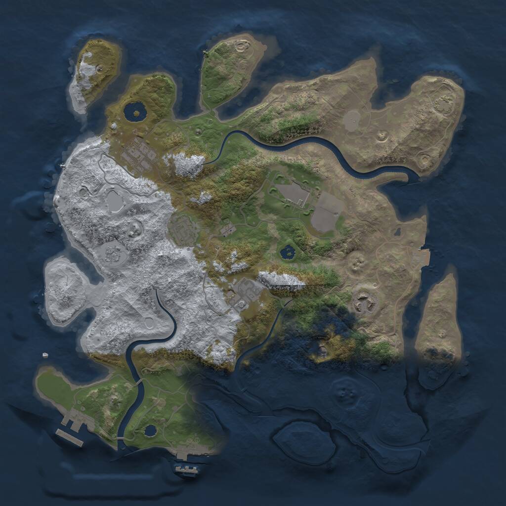 Rust Map: Procedural Map, Size: 3500, Seed: 884797868, 11 Monuments