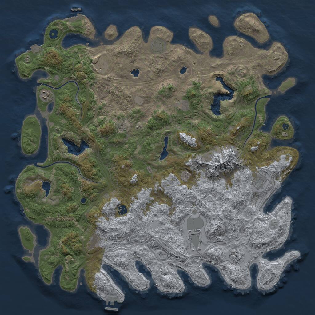 Rust Map: Procedural Map, Size: 5000, Seed: 443320429, 16 Monuments