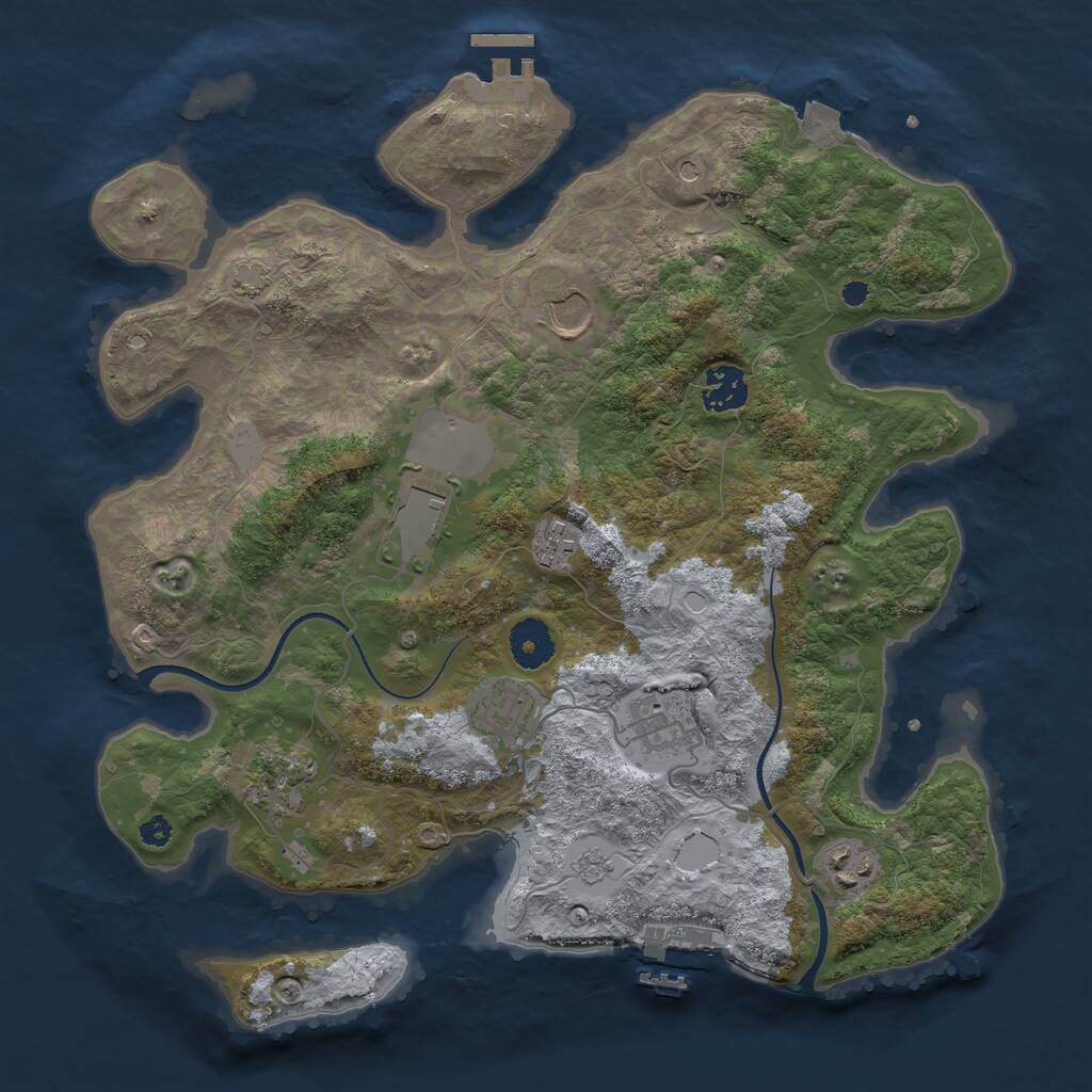 Rust Map: Procedural Map, Size: 3500, Seed: 508302703, 14 Monuments