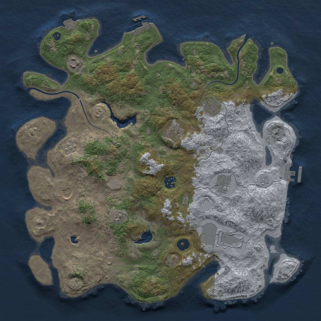 Rust Map: Procedural Map, Size: 4000, Seed: 511882405, 14 Monuments