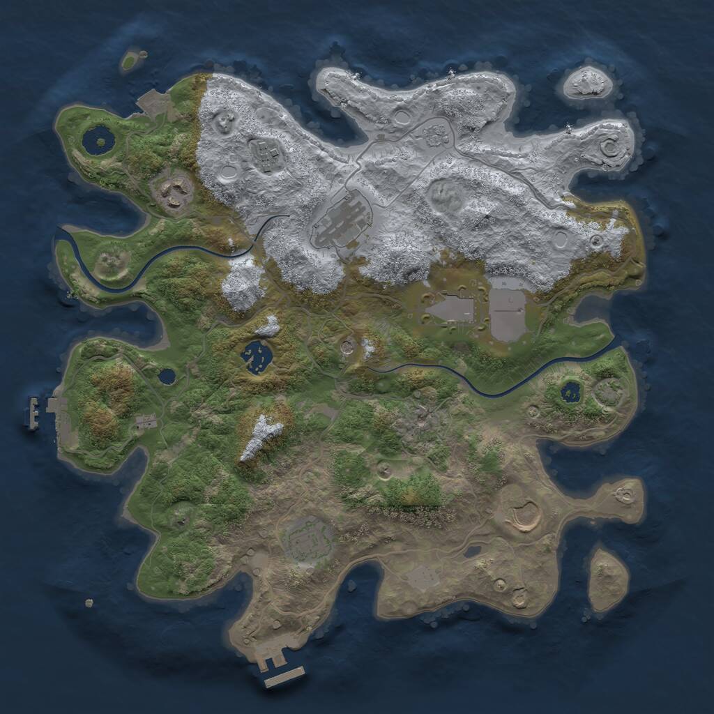 Rust Map: Procedural Map, Size: 3500, Seed: 793386257, 13 Monuments