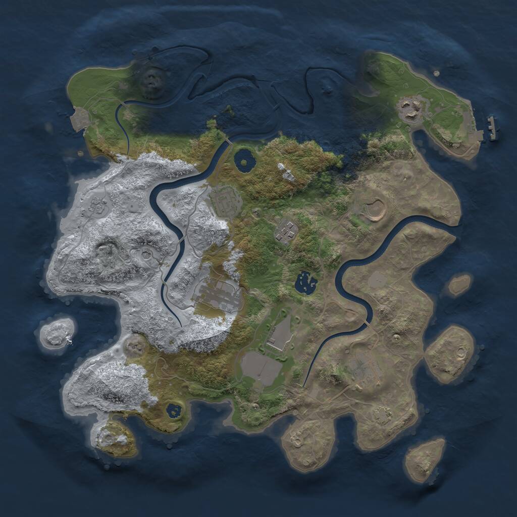Rust Map: Procedural Map, Size: 3500, Seed: 612170210, 13 Monuments