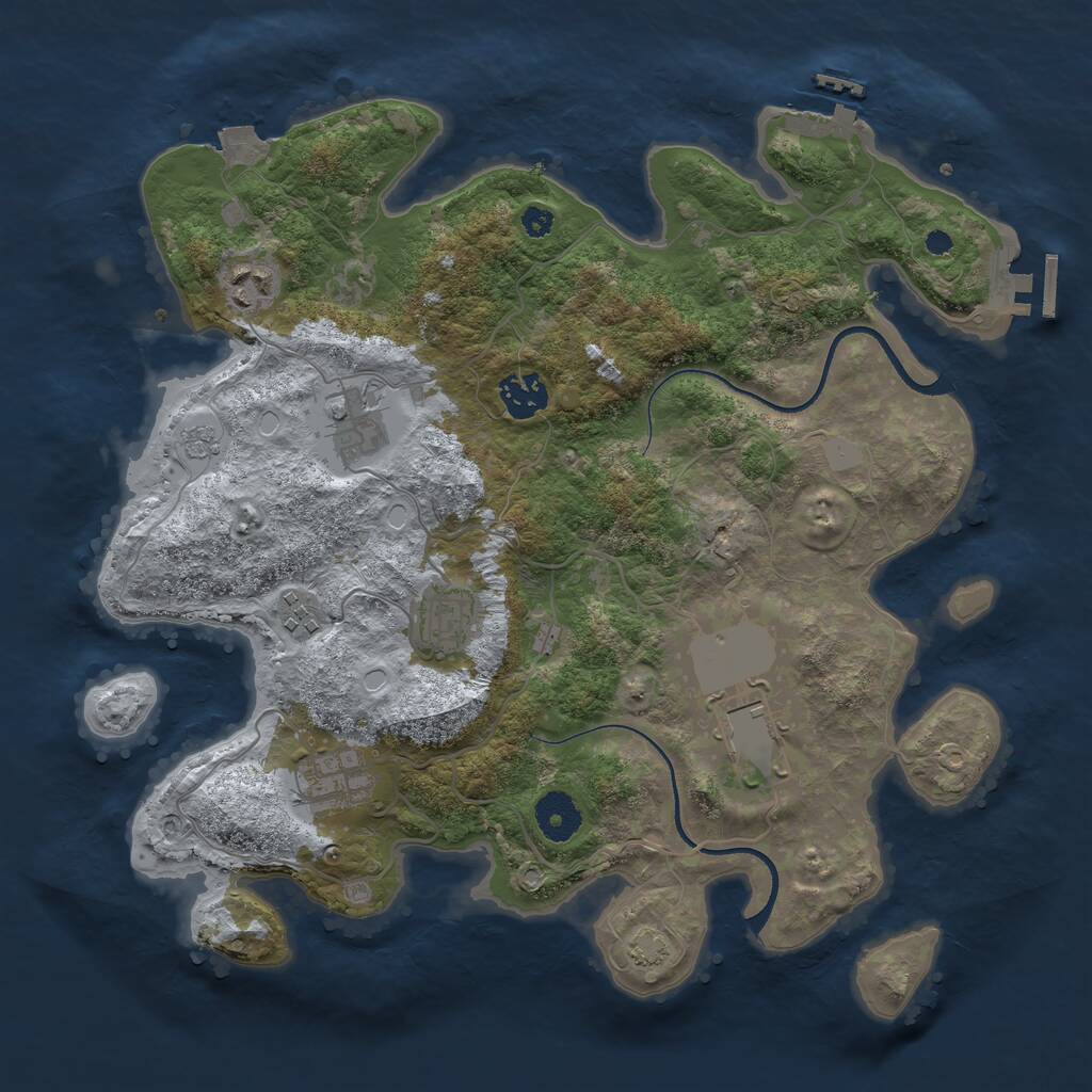 Rust Map: Procedural Map, Size: 3500, Seed: 612170210, 12 Monuments
