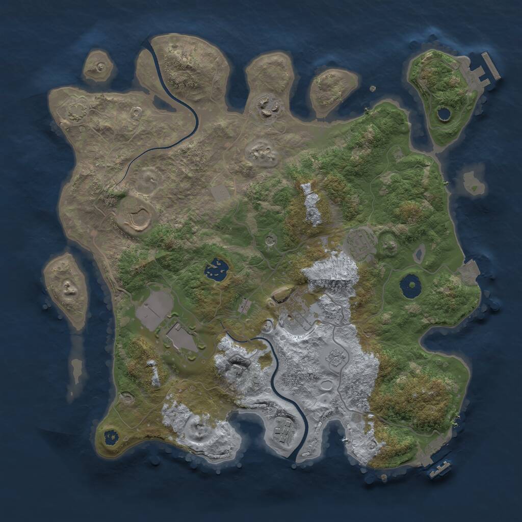 Rust Map: Procedural Map, Size: 3500, Seed: 2082468437, 13 Monuments