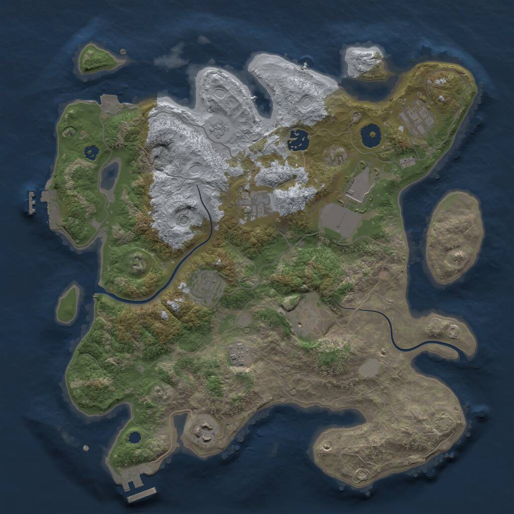 Rust Map: Procedural Map, Size: 3500, Seed: 1367274634, 14 Monuments