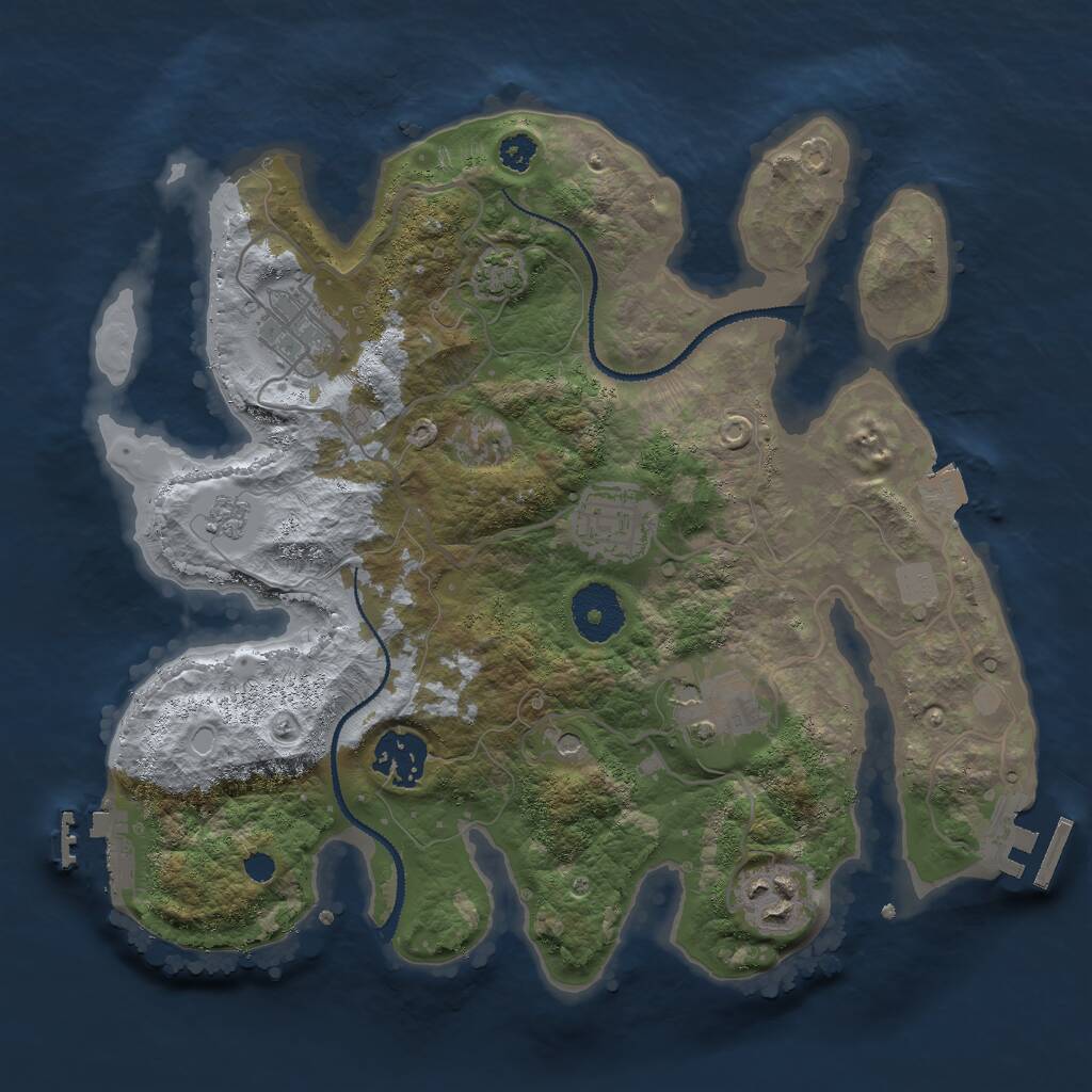 Rust Map: Procedural Map, Size: 3000, Seed: 8307, 11 Monuments