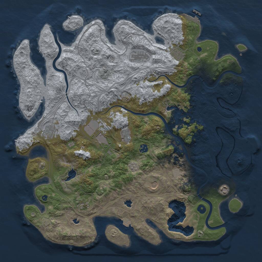 Rust Map: Procedural Map, Size: 4500, Seed: 2076785103, 16 Monuments