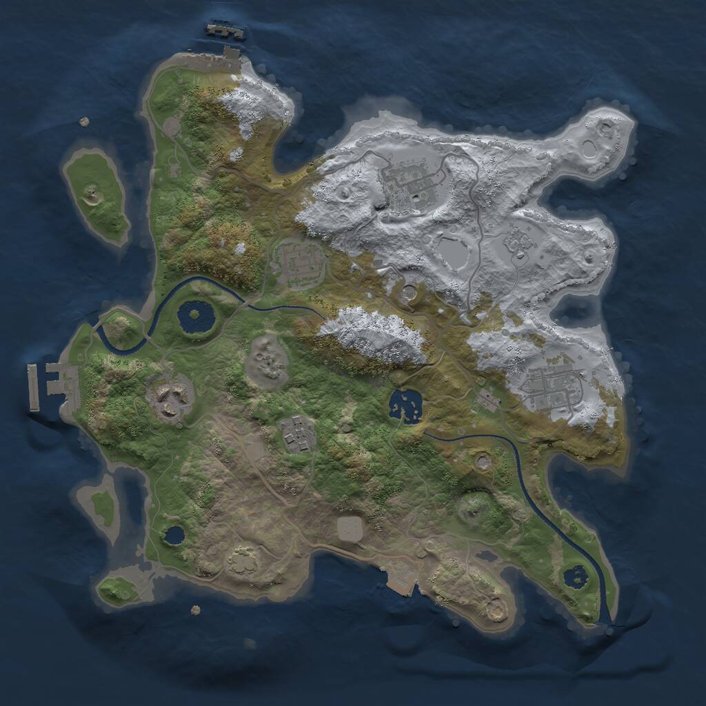 Rust Map: Procedural Map, Size: 3000, Seed: 852170372, 12 Monuments