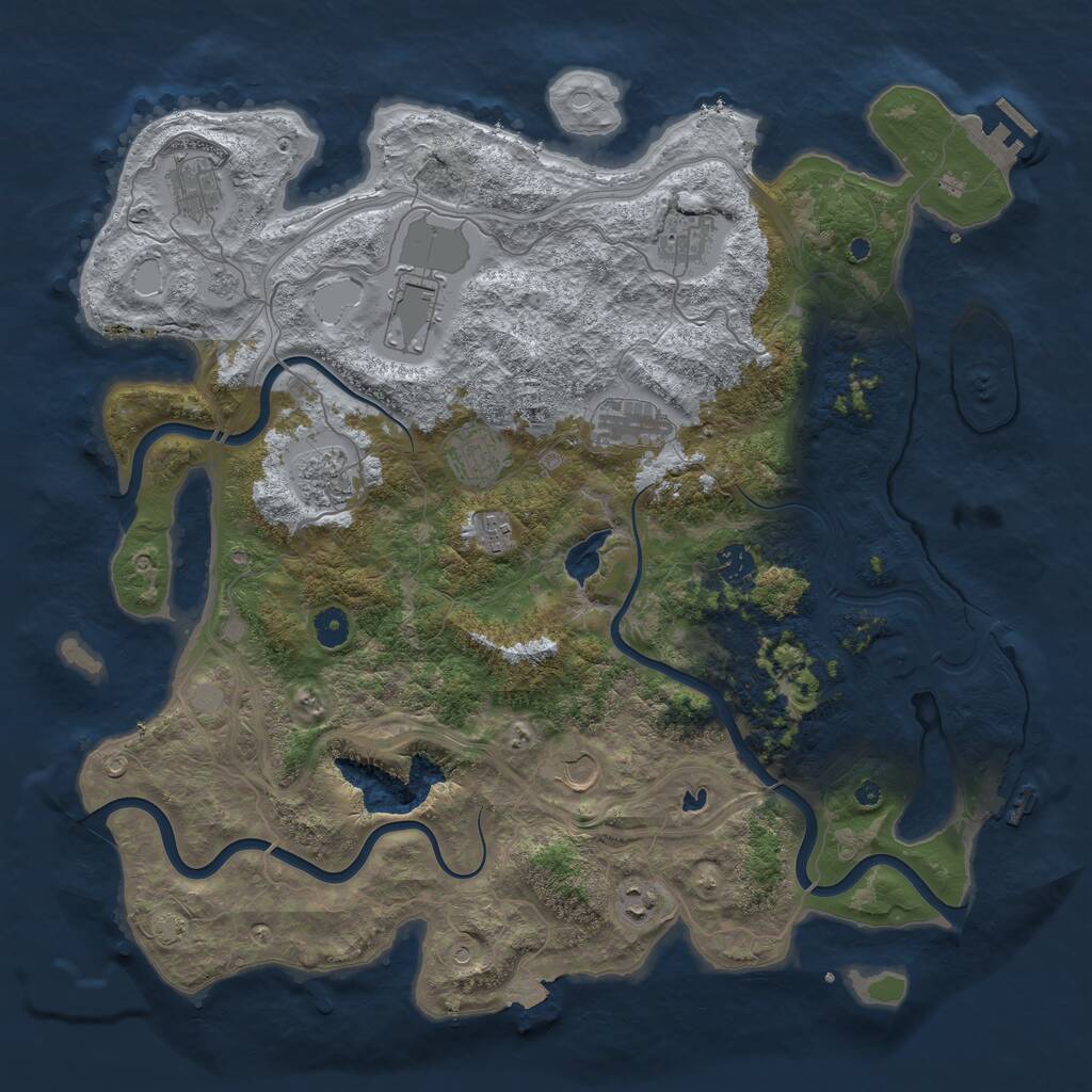 Rust Map: Procedural Map, Size: 4400, Seed: 3496257, 16 Monuments