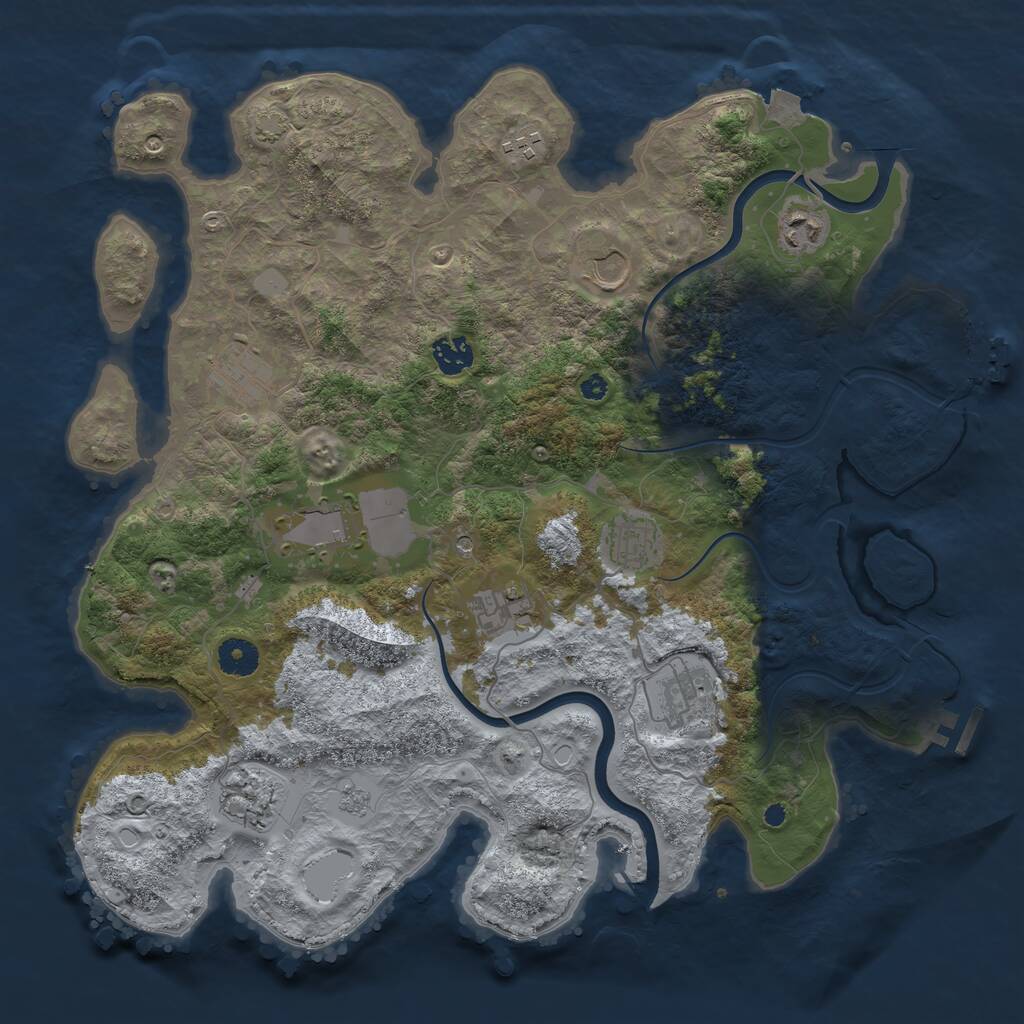 Rust Map: Procedural Map, Size: 3900, Seed: 1799534828, 16 Monuments