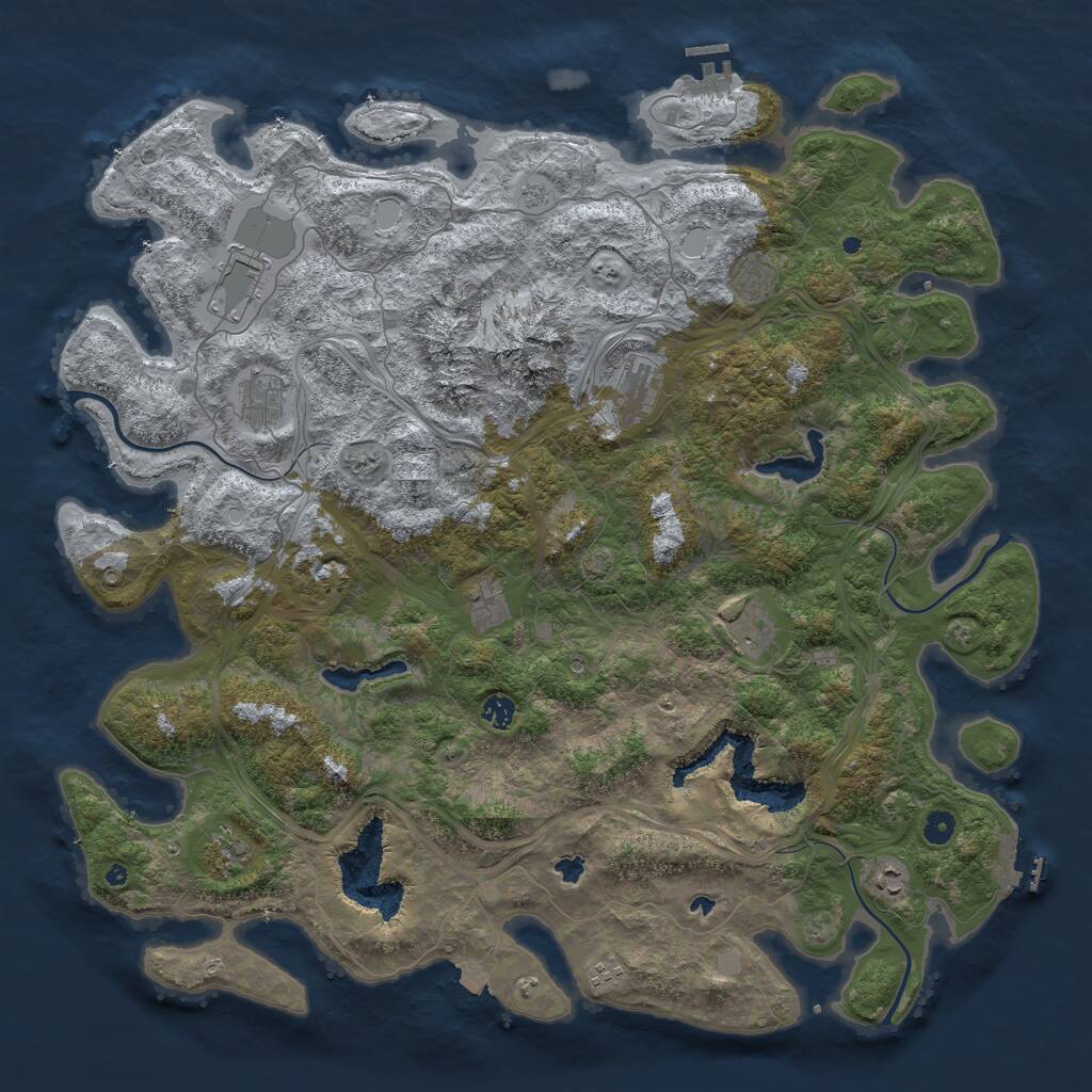 Rust Map: Procedural Map, Size: 5000, Seed: 87567, 16 Monuments