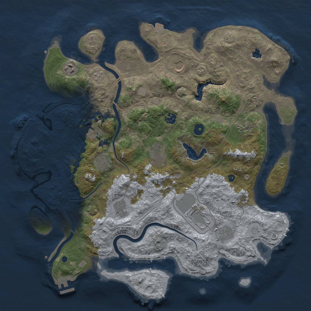 Rust Map: Procedural Map, Size: 4250, Seed: 725070470, 17 Monuments