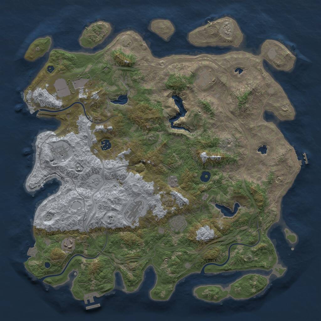 Rust Map: Procedural Map, Size: 4500, Seed: 1124094830, 14 Monuments