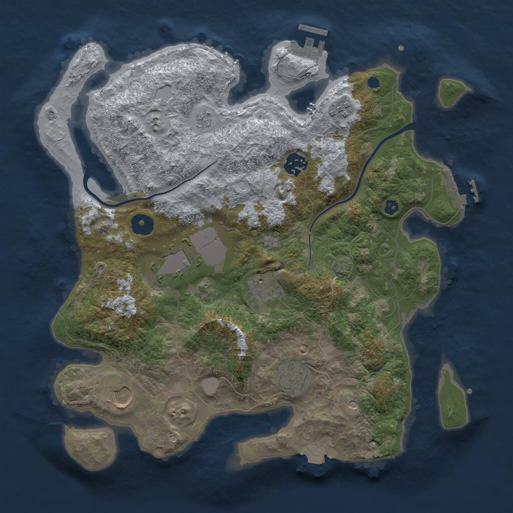 Rust Map: Procedural Map, Size: 3500, Seed: 671211587, 12 Monuments