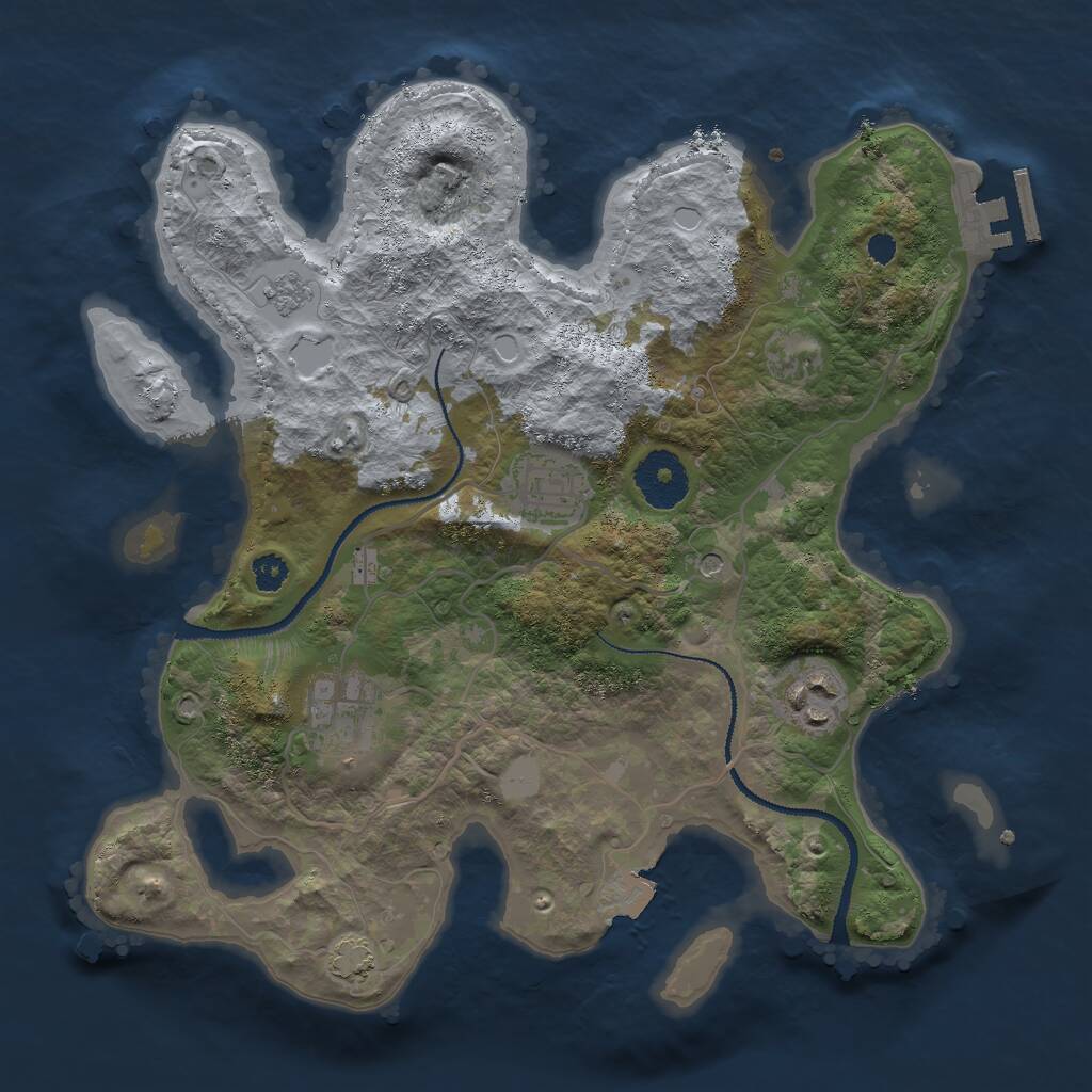 Rust Map: Procedural Map, Size: 3000, Seed: 1732025, 8 Monuments