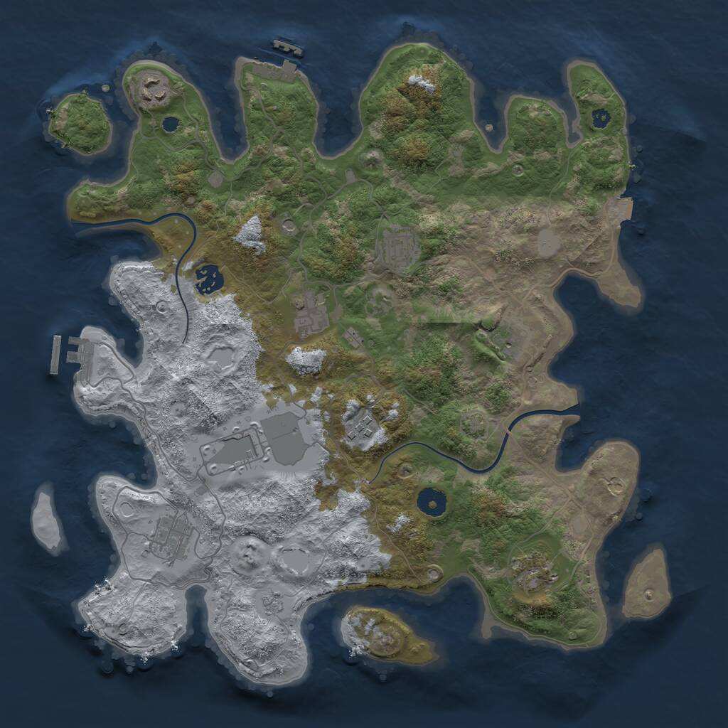 Rust Map: Procedural Map, Size: 3750, Seed: 2086805854, 15 Monuments