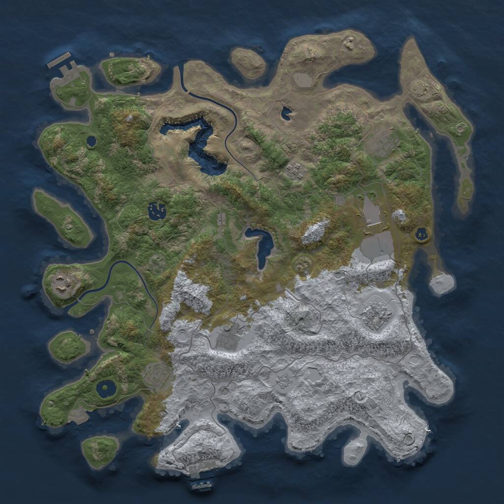 Rust Map: Procedural Map, Size: 4000, Seed: 37645, 14 Monuments
