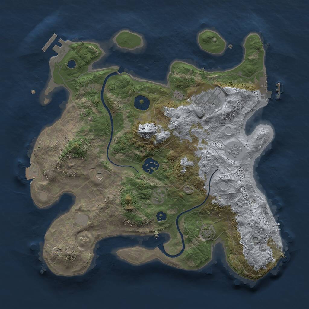 Rust Map: Procedural Map, Size: 3000, Seed: 24155, 8 Monuments