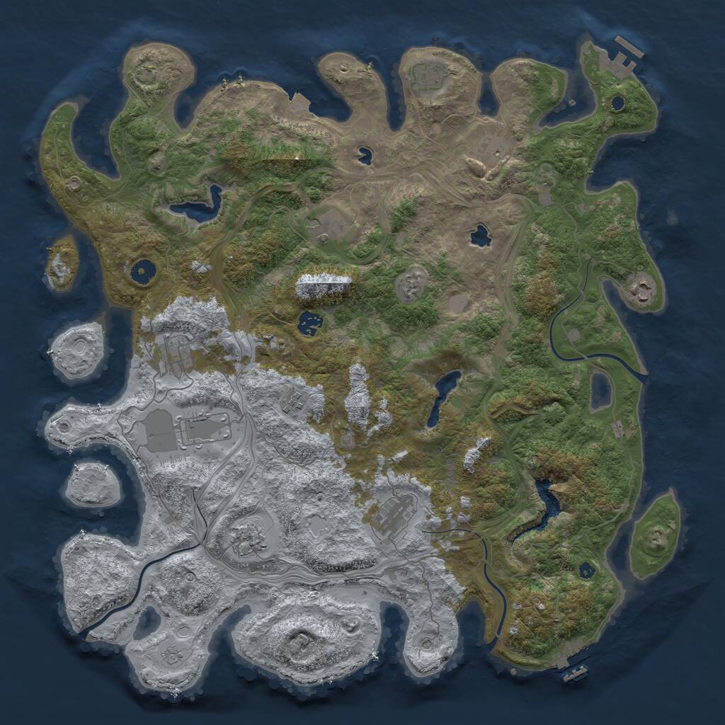 Rust Map: Procedural Map, Size: 4500, Seed: 4567354, 16 Monuments