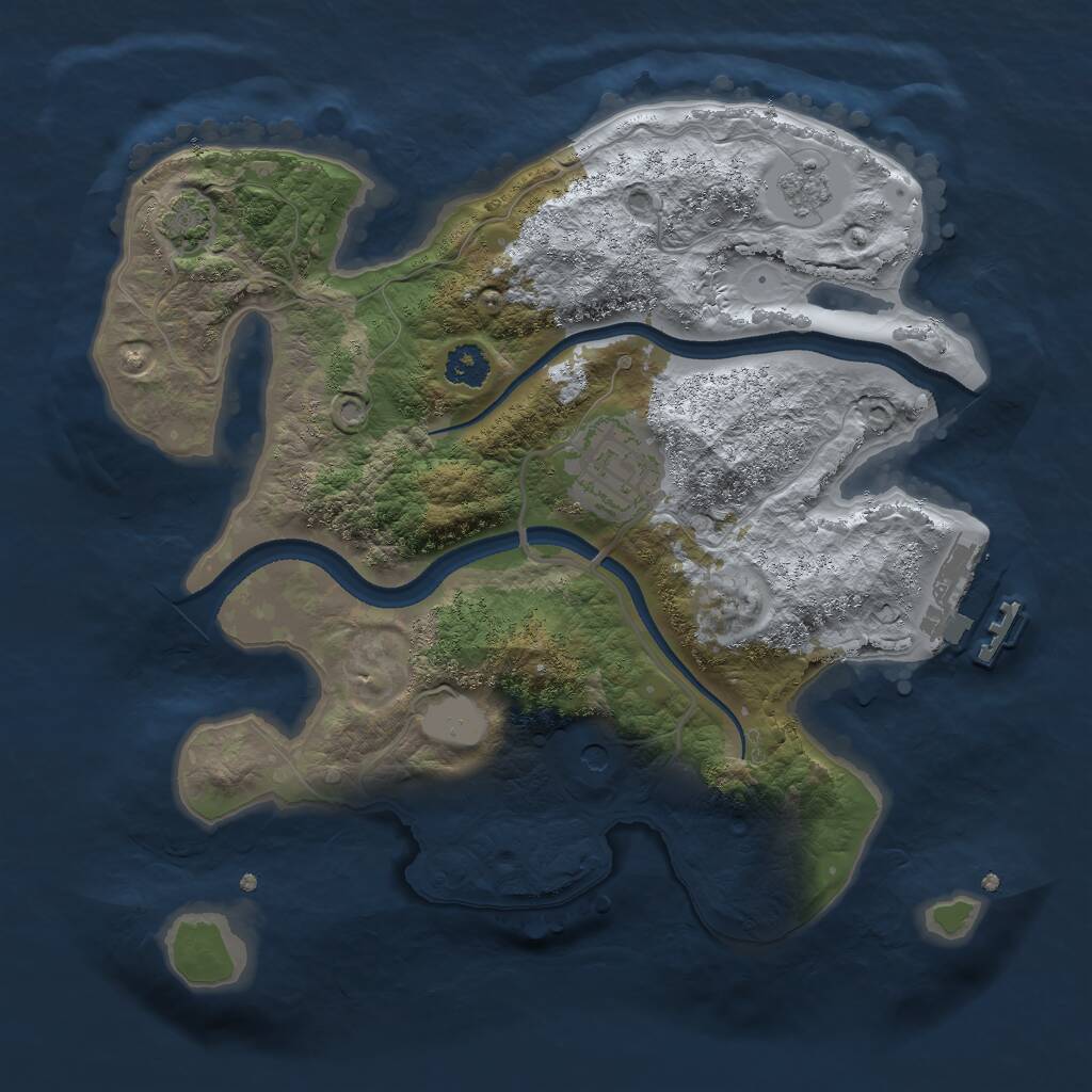 Rust Map: Procedural Map, Size: 2500, Seed: 13777, 6 Monuments