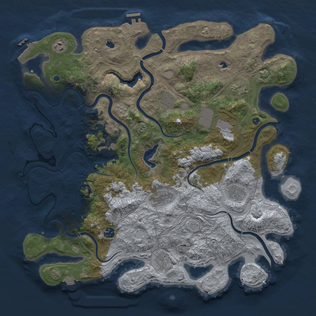 Rust Map: Procedural Map, Size: 4500, Seed: 1691089689, 16 Monuments