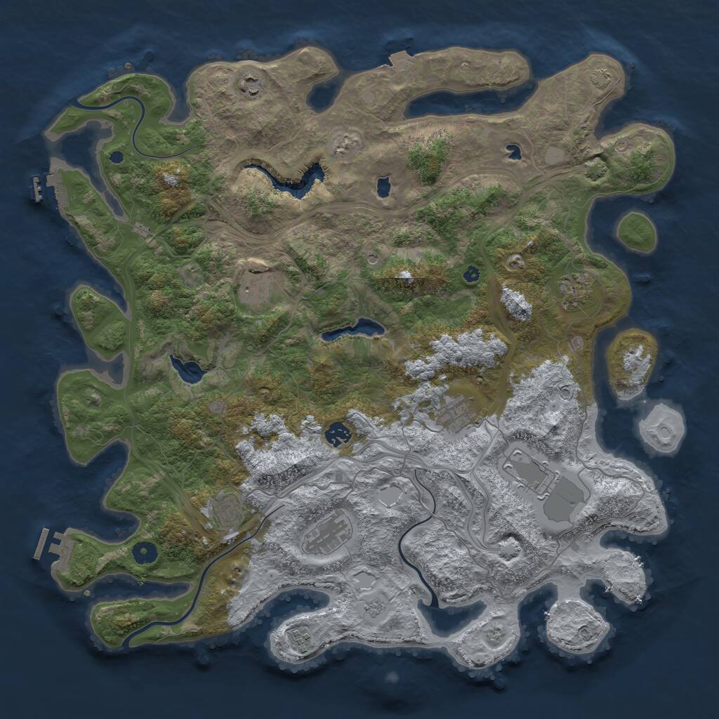 Rust Map: Procedural Map, Size: 4500, Seed: 1691089689, 15 Monuments