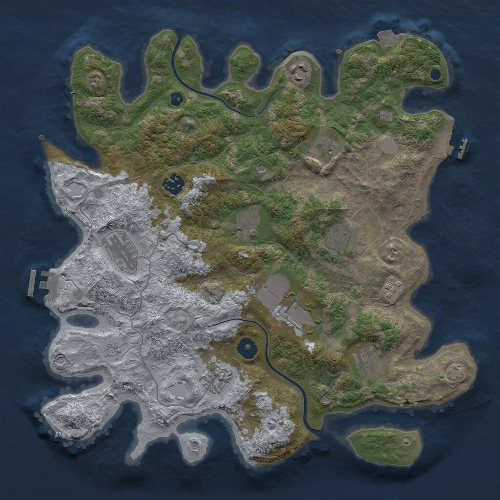 Rust Map: Procedural Map, Size: 3750, Seed: 550634608, 16 Monuments