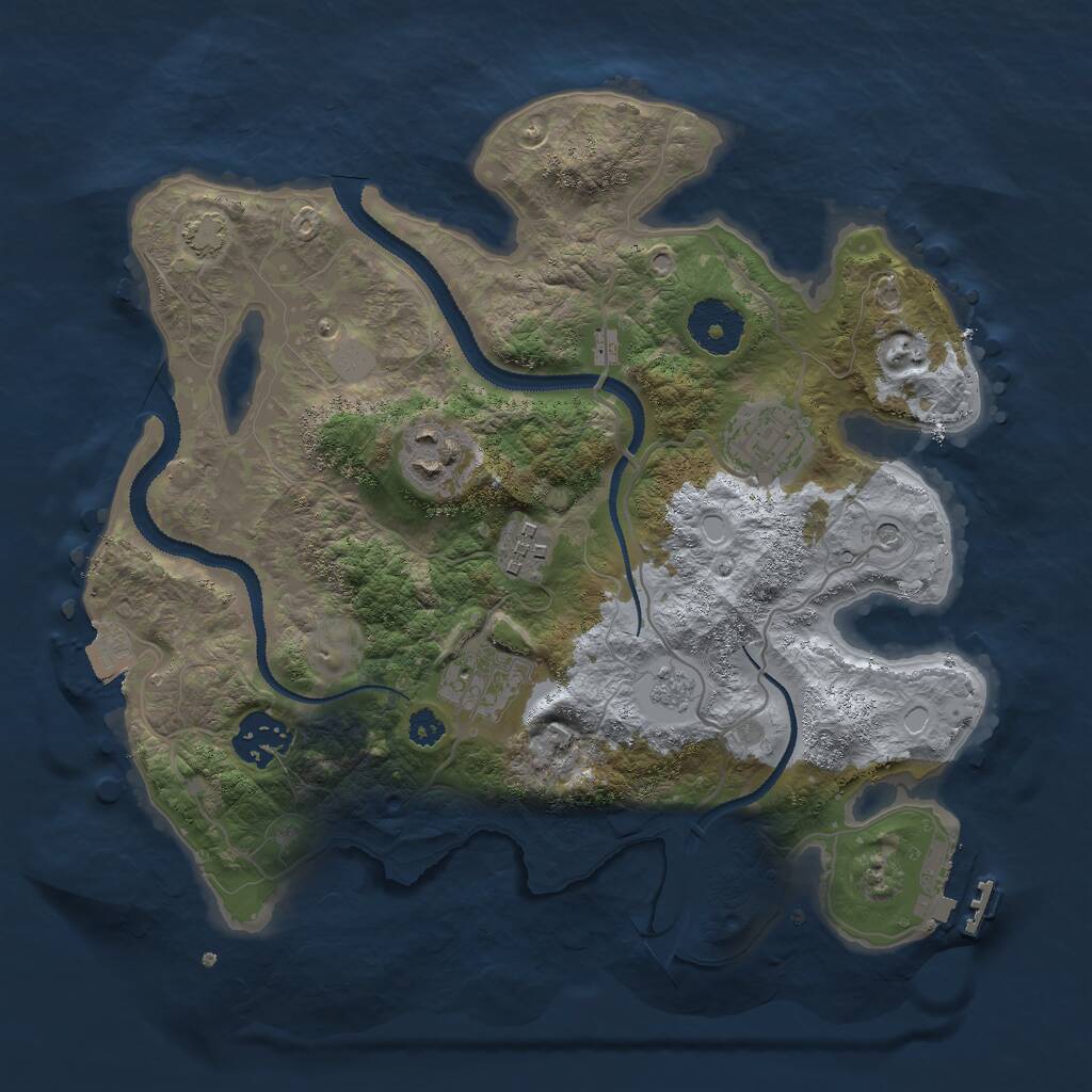 Rust Map: Procedural Map, Size: 3000, Seed: 32674, 10 Monuments