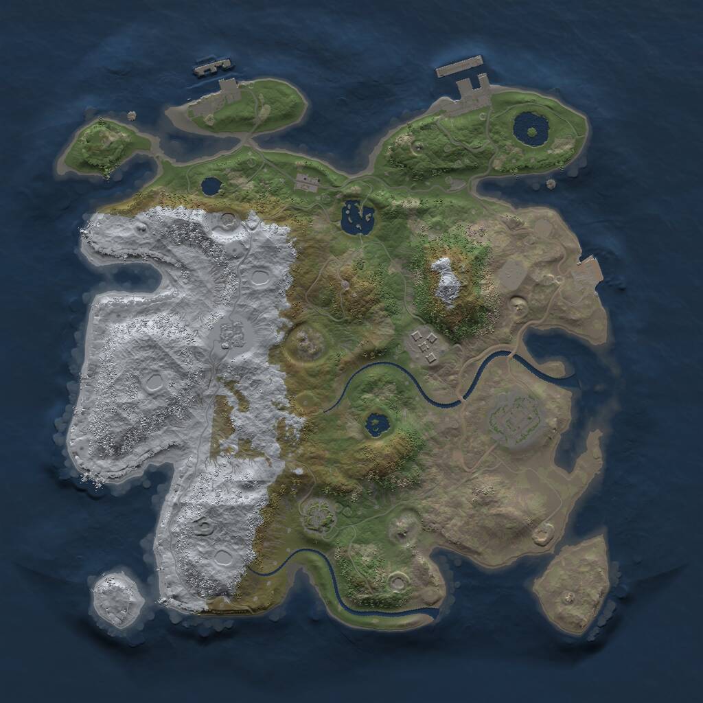 Rust Map: Procedural Map, Size: 3000, Seed: 1124064690, 9 Monuments