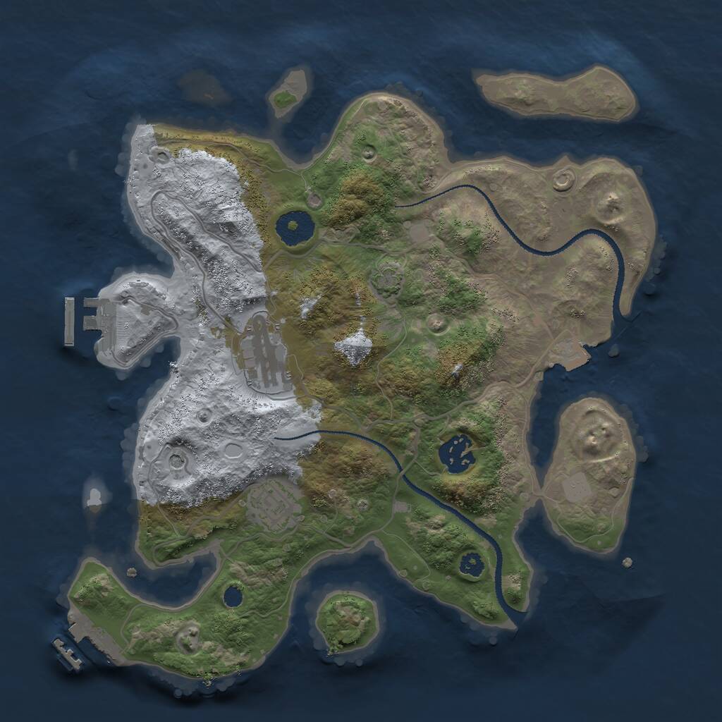 Rust Map: Procedural Map, Size: 3000, Seed: 2117365540, 8 Monuments